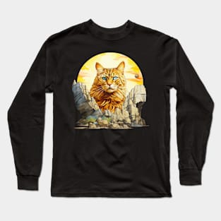 Cat and Mountain Long Sleeve T-Shirt